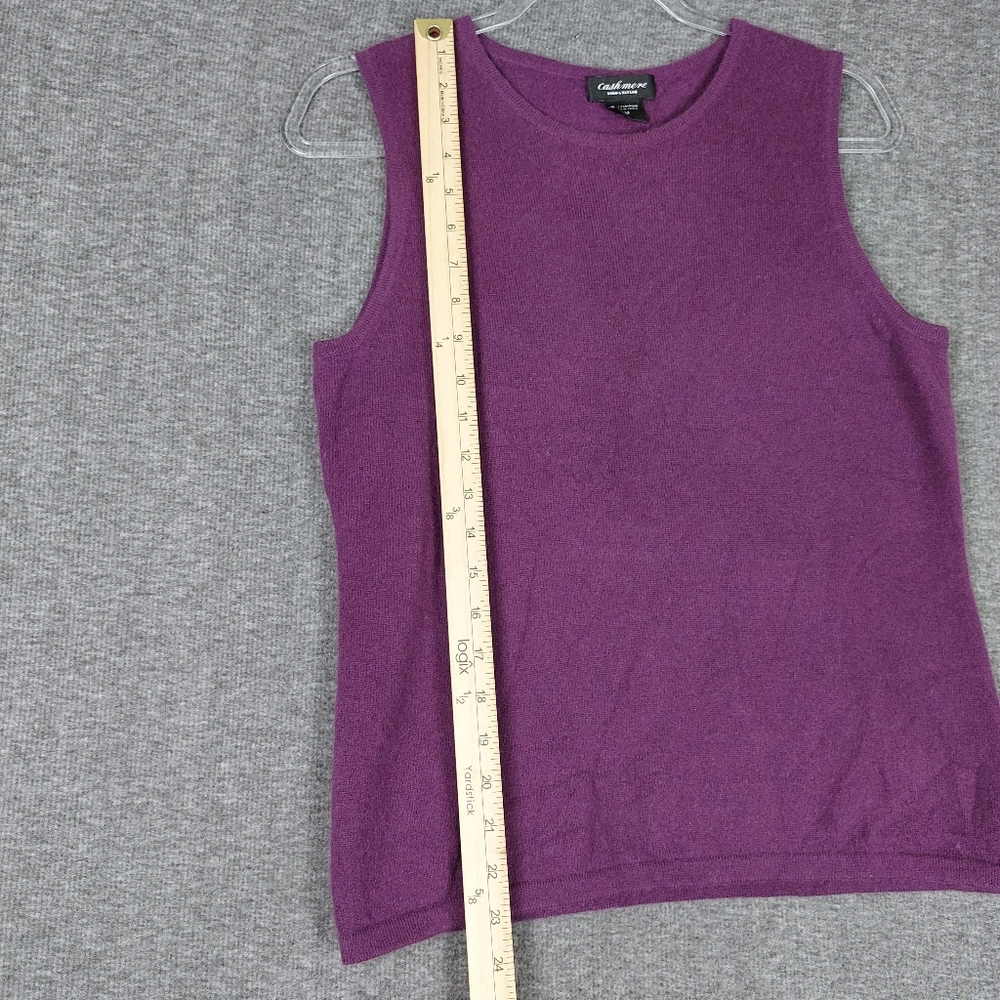 LORD & TAYLOR WOMENS PURPLE 100% CASHMERE SLEEVELESS SWEATER VEST SIZE MEDIUM - Picture 3 of 5